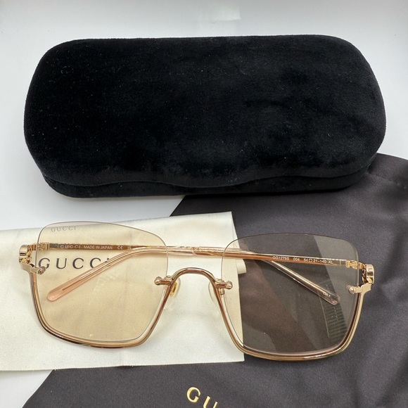 Authentic Gucci Gold-Toned Square Sunglasses - Picture 1 of 12